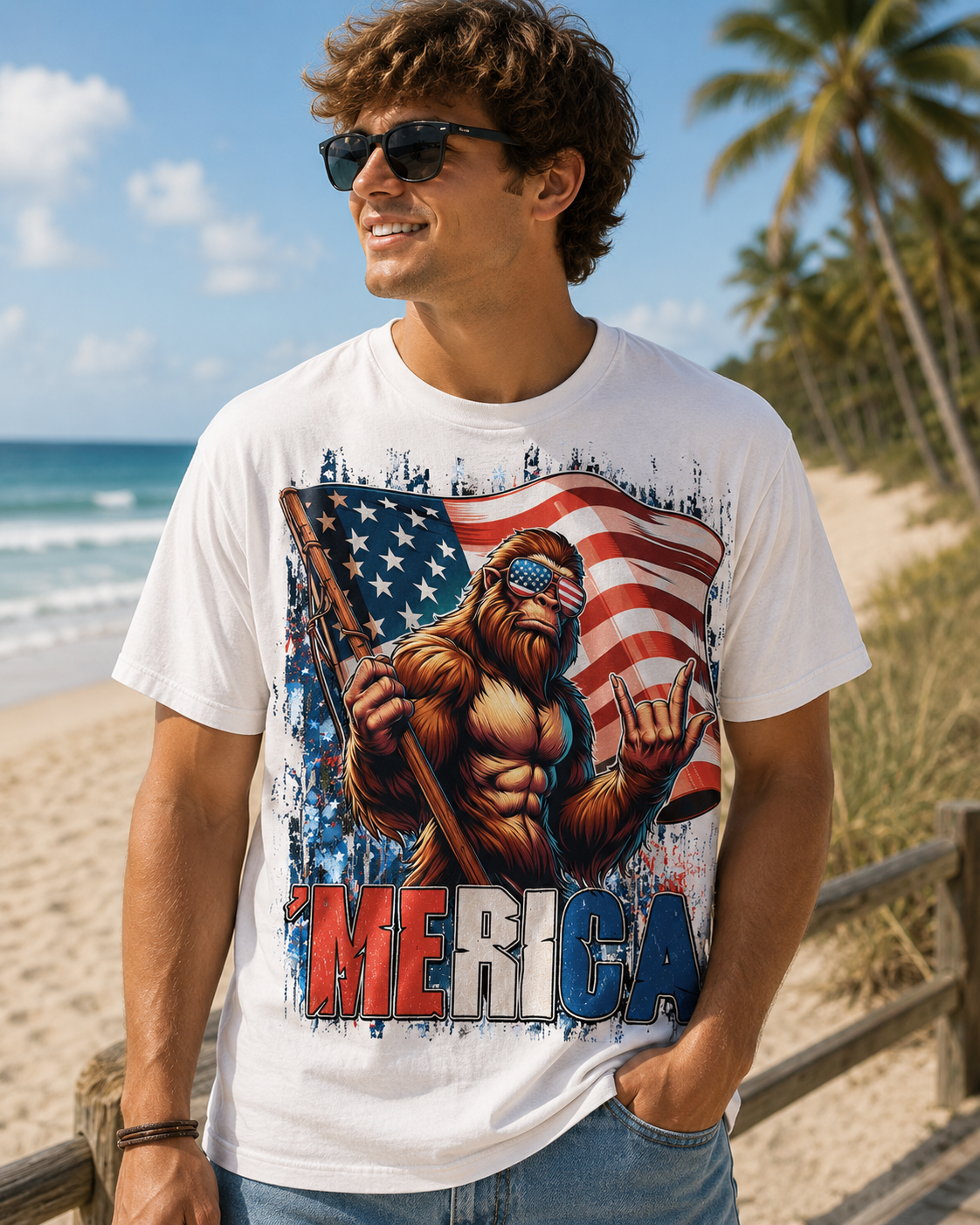 Bigfoot 'MERICA Patriotic Graphic Tee