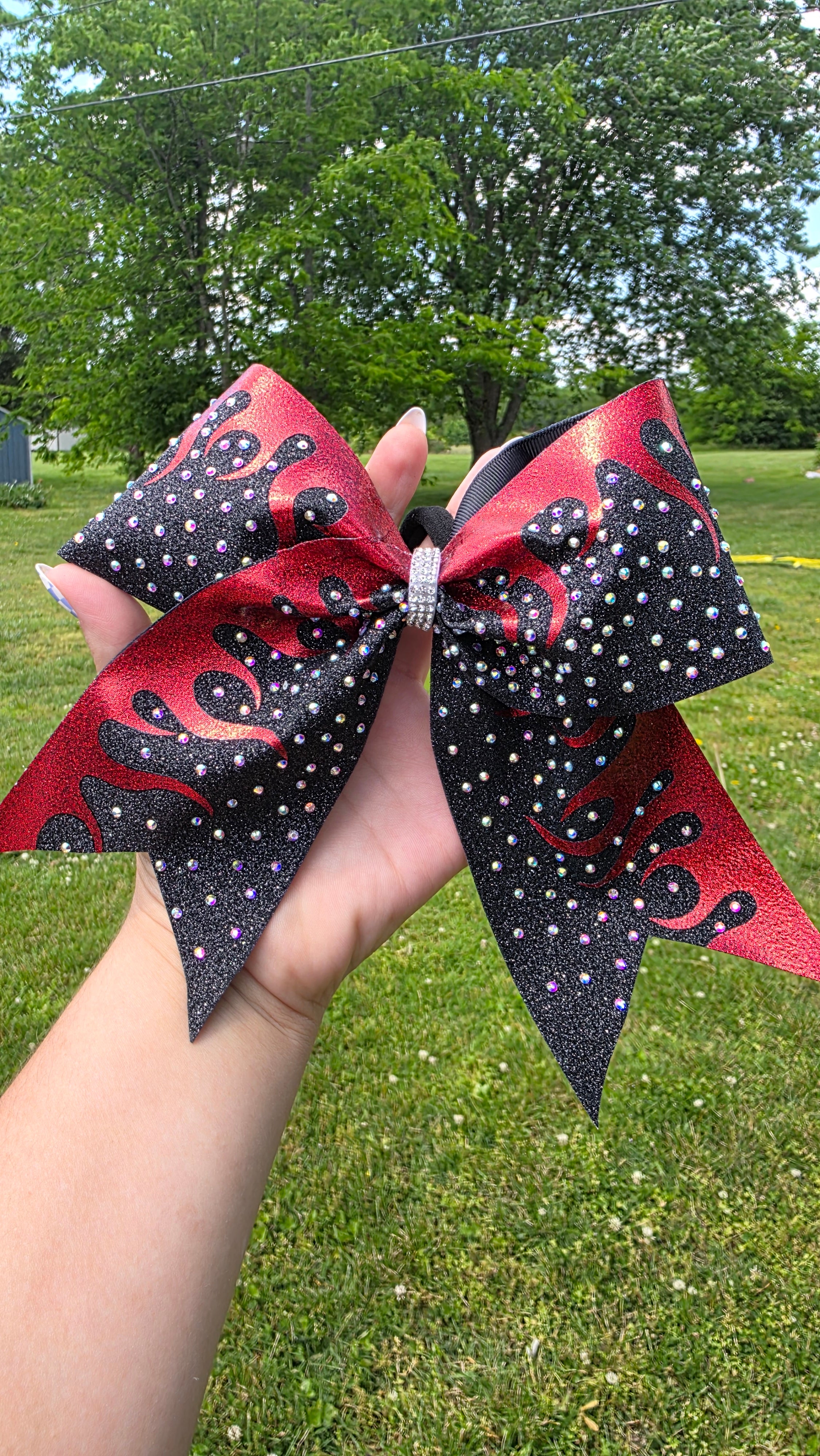🔥 Girl on Fire Rhinestone Cheer Bow